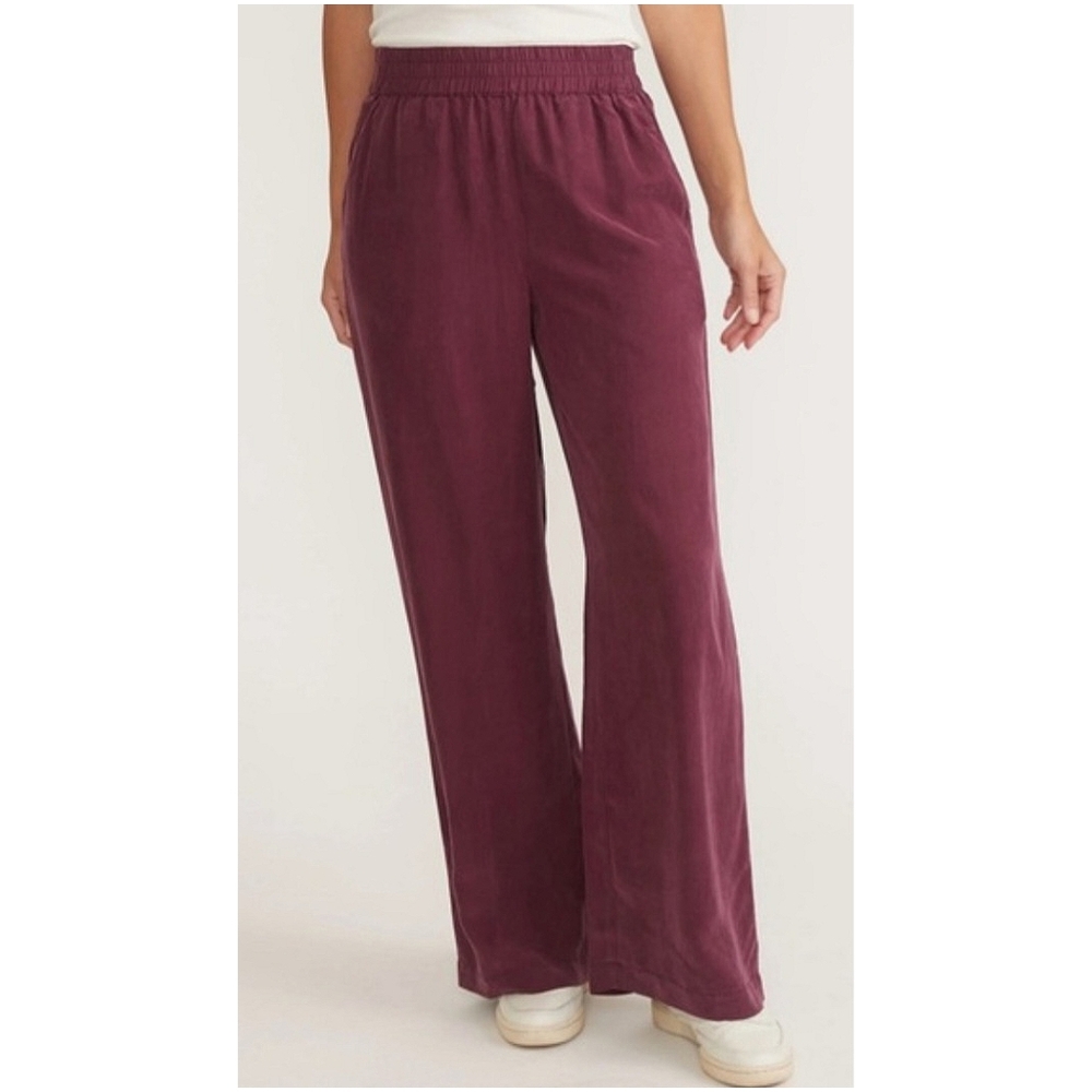 Marine Layer The Allison Wide Leg Pull-On Trouser Pants Women's L Merlot Red